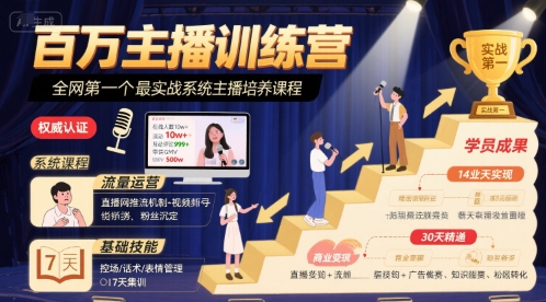 十一郎百万主播训练营 实战系统主播培养课程 电商直播技巧教程.jpg