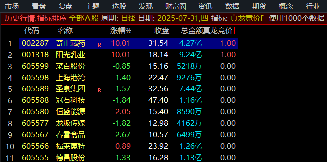 通达信真龙竞价指标 副图选股排序工具 竞价阶段专用.png