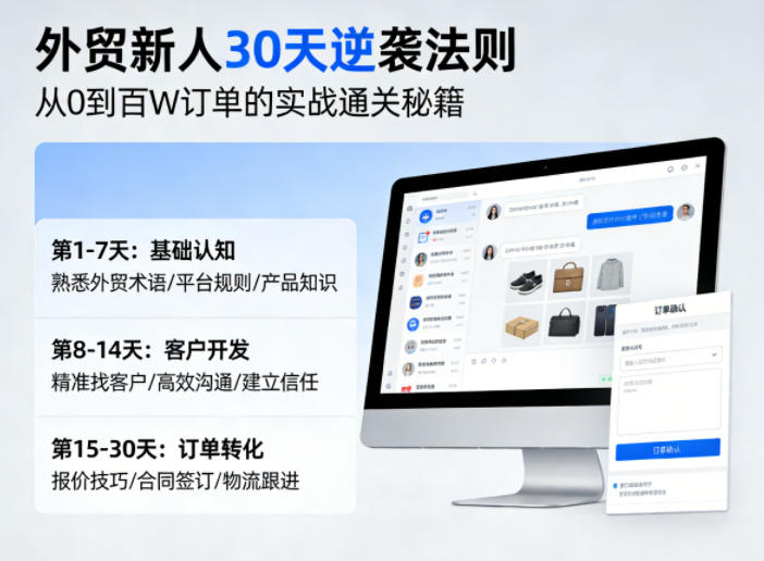外贸新人实战课 30天逆袭 社媒开发+客户挖掘 解锁百万订单路径