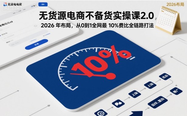  2026无货源电商实操课 不备货模式2.0 精细化运营 单店月入过万 