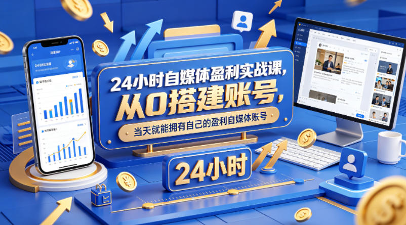 24 小时自媒体盈利实战课 从 0 快速搭建盈利账号