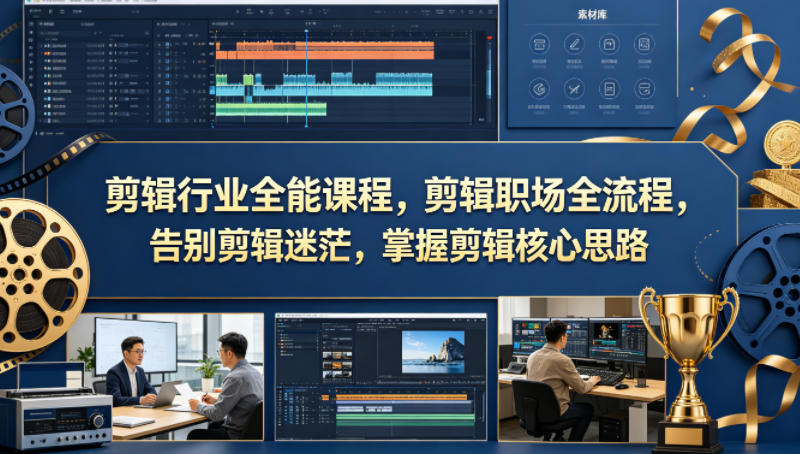 专业剪辑全系统教程 底层逻辑 AI 剪辑调色 求职接单谈单全教学