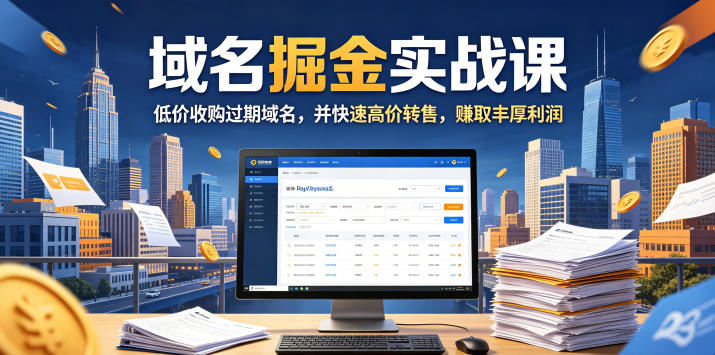 海外域名倒卖赚钱课程 双语字幕 域名筛选售卖交割全流程