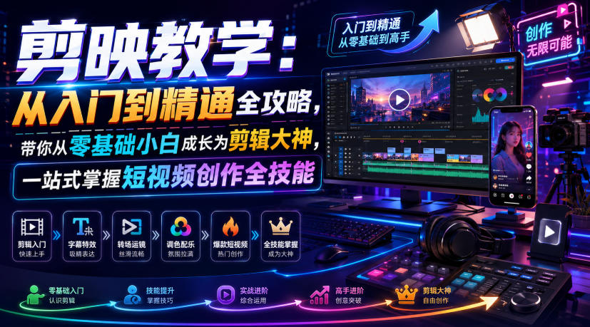 剪映从入门到精通全套教程 蒙版关键帧卡点特效短视频剪辑实战课程.jpg