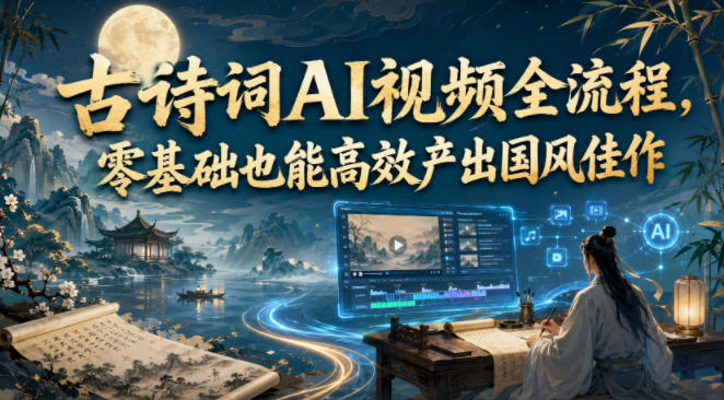 国风诗词 AI 短视频实战课 诗词分镜生成动态视频剪辑配乐字幕全套教学.jpg