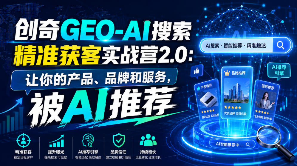 GEO 流量获客系统课程 客户问题库搭建多平台内容分发 AI 引用检测优化全套教程.jpg