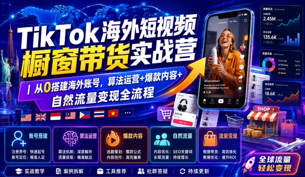 TikTok 新手起号实战教程 跨境选品带货完整视频.jpg