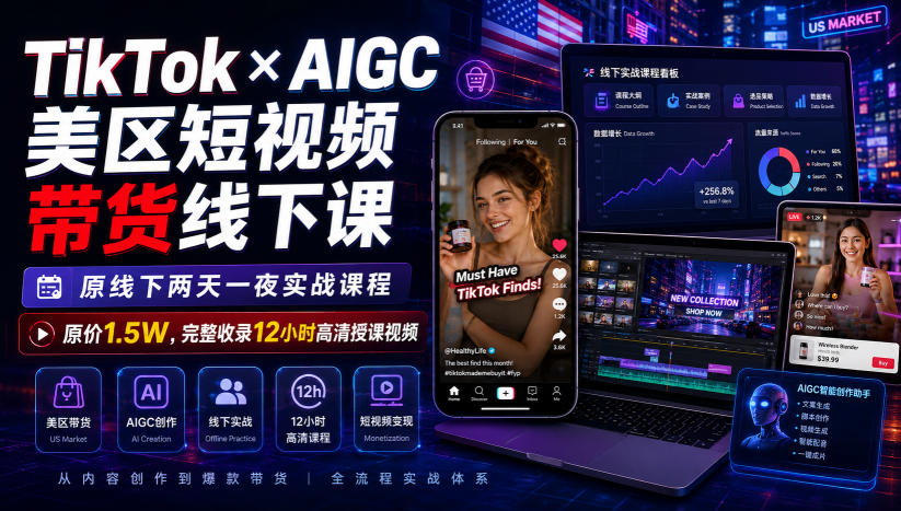 视界跨境 TikTok 美区带货课程 AIGC 批量做视频稳定出单实战课.jpg
